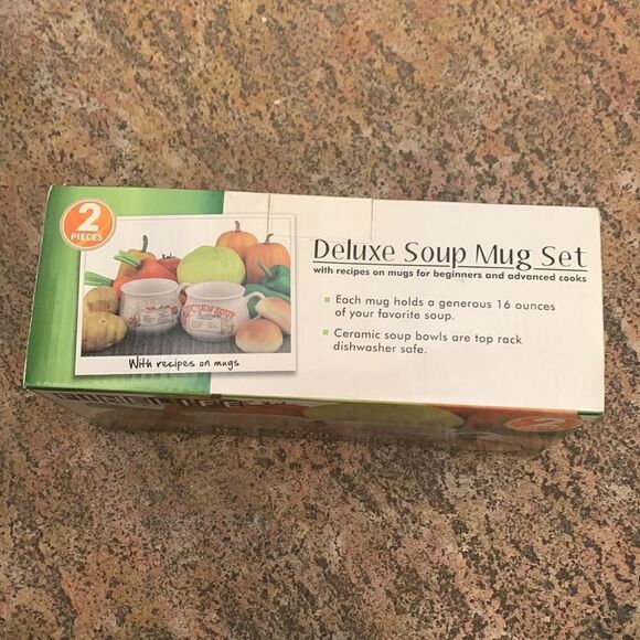 Fine Life Deluxe Soup Mug Set Recipes On Mugs Beginners Advanced  Cooks Set 2 - Picture 2 of 9